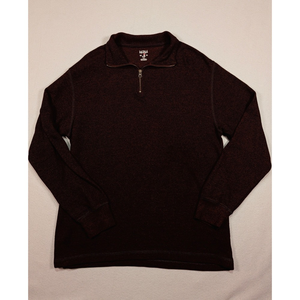 Red Head Brand Co Mens Large Burgundy Waffle Knit Quarter Zip Pullover AAFL1619